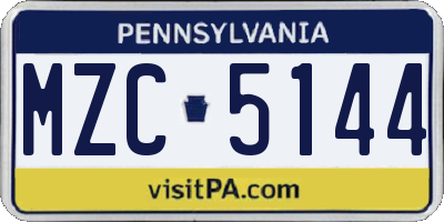 PA license plate MZC5144