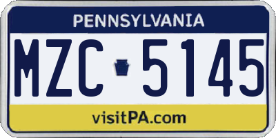 PA license plate MZC5145