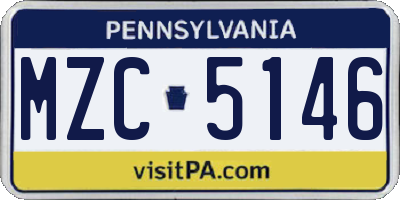 PA license plate MZC5146