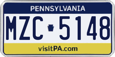 PA license plate MZC5148
