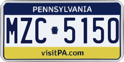 PA license plate MZC5150