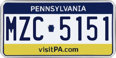 PA license plate MZC5151