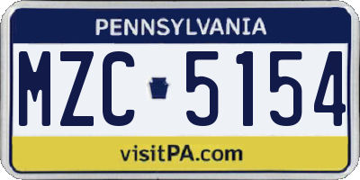 PA license plate MZC5154