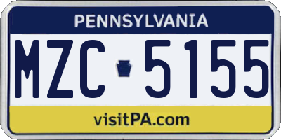 PA license plate MZC5155