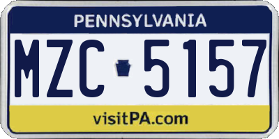 PA license plate MZC5157