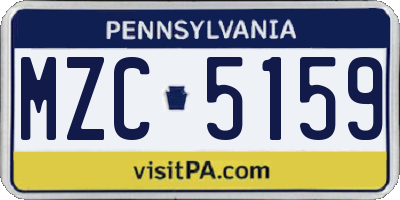PA license plate MZC5159