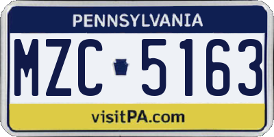 PA license plate MZC5163