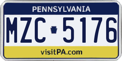 PA license plate MZC5176