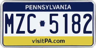 PA license plate MZC5182