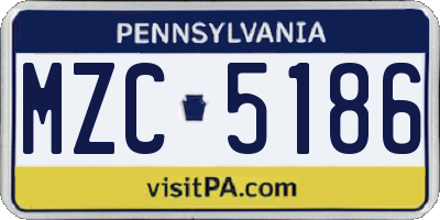 PA license plate MZC5186