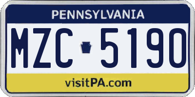 PA license plate MZC5190