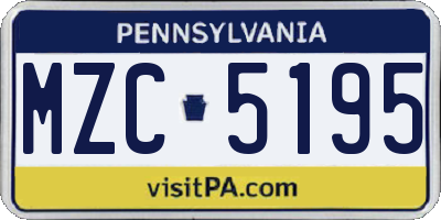 PA license plate MZC5195