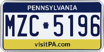 PA license plate MZC5196