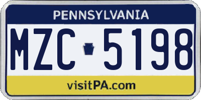 PA license plate MZC5198