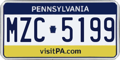 PA license plate MZC5199