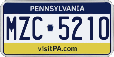 PA license plate MZC5210