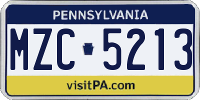 PA license plate MZC5213