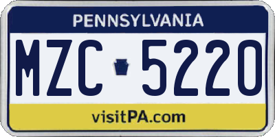 PA license plate MZC5220