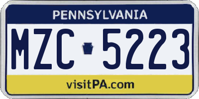 PA license plate MZC5223