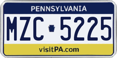 PA license plate MZC5225