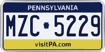 PA license plate MZC5229