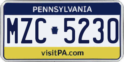 PA license plate MZC5230