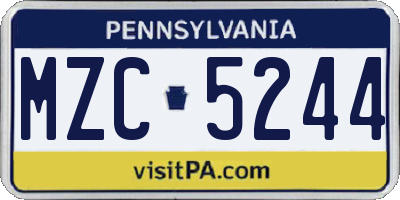 PA license plate MZC5244