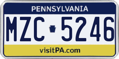 PA license plate MZC5246