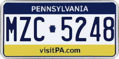 PA license plate MZC5248