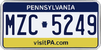 PA license plate MZC5249