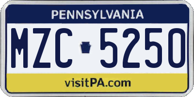 PA license plate MZC5250