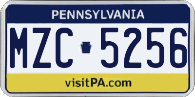 PA license plate MZC5256