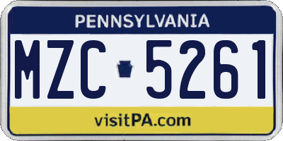 PA license plate MZC5261