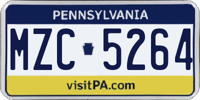 PA license plate MZC5264