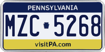 PA license plate MZC5268
