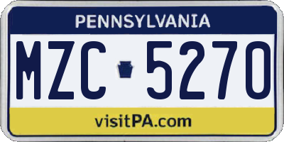 PA license plate MZC5270