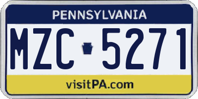 PA license plate MZC5271
