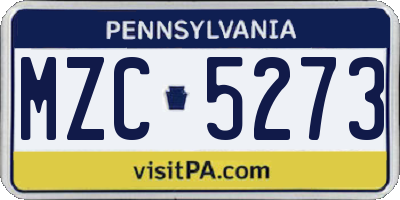 PA license plate MZC5273