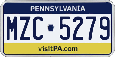 PA license plate MZC5279
