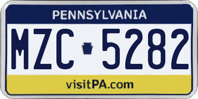 PA license plate MZC5282
