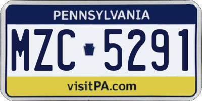 PA license plate MZC5291