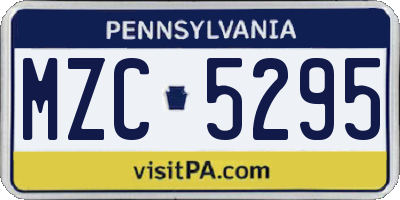 PA license plate MZC5295