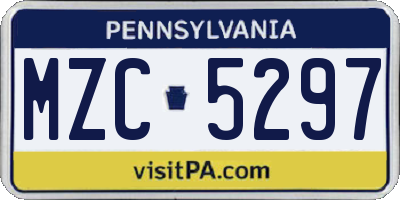 PA license plate MZC5297