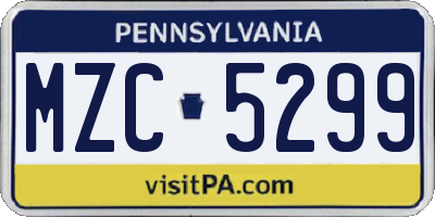 PA license plate MZC5299
