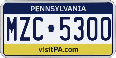 PA license plate MZC5300