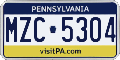 PA license plate MZC5304