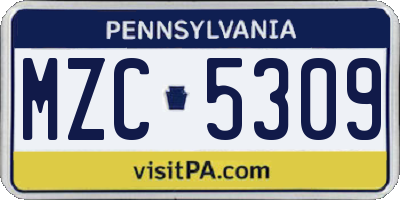 PA license plate MZC5309