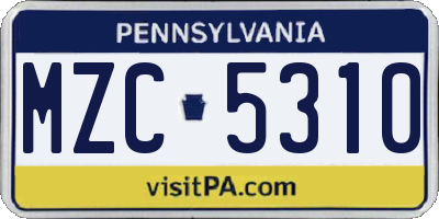 PA license plate MZC5310