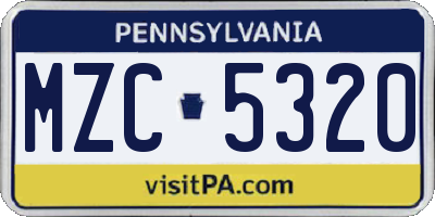 PA license plate MZC5320