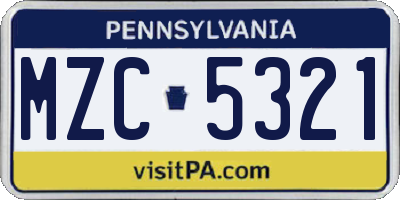 PA license plate MZC5321